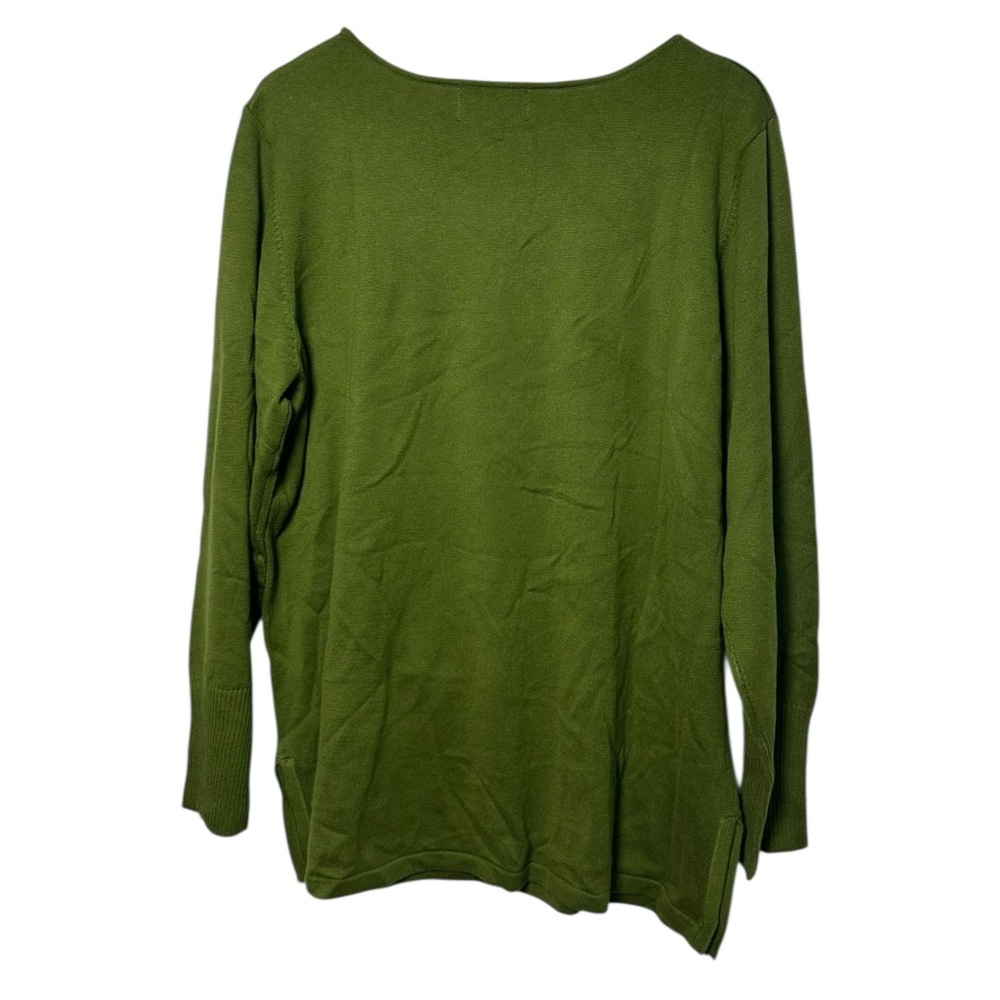 Bob Mackie Wearable Art Butterfly Embroidered Long Sleeve Tunic Green Size XL - Picture 4 of 4